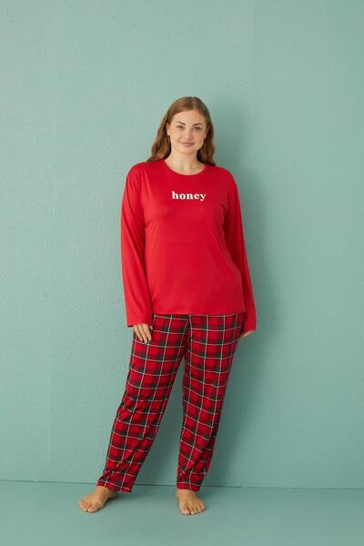 gd goldoremi 50802-2 Pijama set od medene milanske tkanine za žene veće veličine