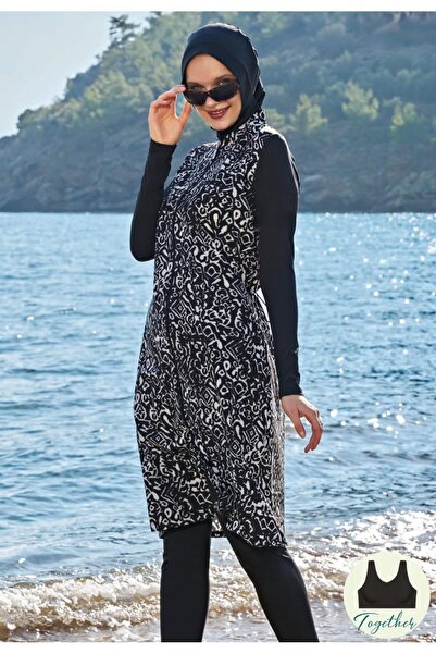 Ruko Maio 23117-2 ياقة مرتفعة متوسطة الطول قطع ملابس سباحة طويلة كاملة التغطية