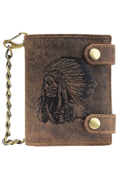 Greenburry Portofel vintage indian din piele 10 cm