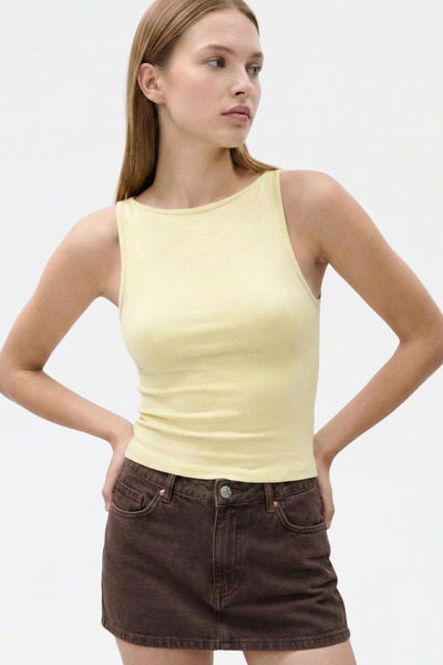 VODENS Top de bază fără mâneci pentru femei, galben unt, 100% bumbac