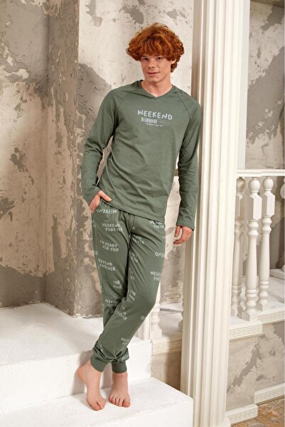 gd goldoremi 5326 Set de pijamale de weekend cu mâneci lungi pentru bărbați