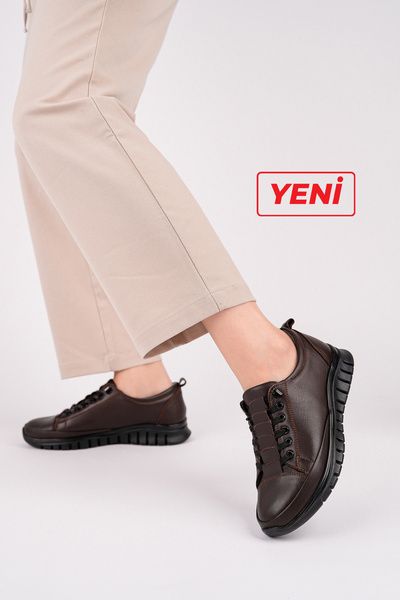 Deripabuc Genuine Leather Brown Women's Anatomical Leather Casual Shoes Dp79-8605