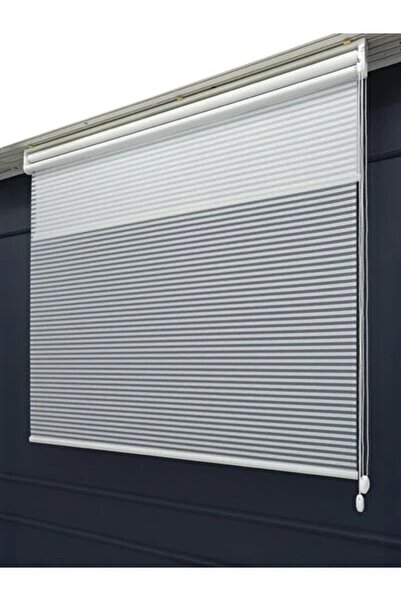 NetworkAvm Çift Mekanizmalı Jaluzi Görünümlü TÜL+STOR Güneşlik Perde