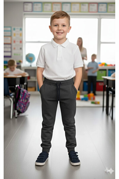 ZACHARIUZ Unisex Ribbed Lace-Up Light Gray School Trousers