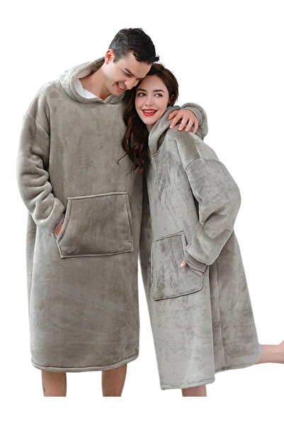 HYT Set of 2 Hoodie Blanket with Hood and Sleeves, Unisex, Gray – Thermal Comfort for Home