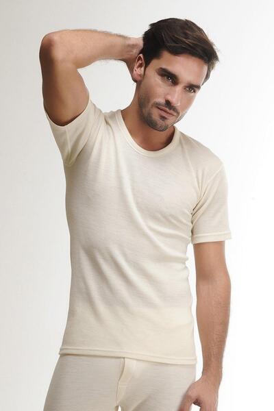 Hasyün Men's 75% Merino Wool Warm Anti-Sweat Anti-Skin Short Sleeve Undershirt