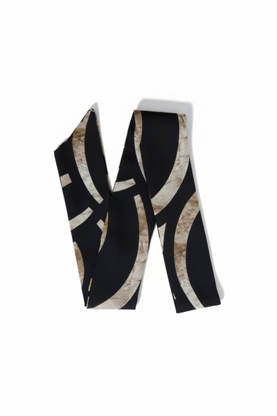 maia Black Mink Geometric Patterned Viscose Long Scarf – 150×6 cm – Modern an...