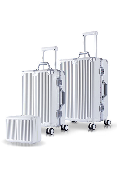 Zeplin Joya PC Policarbon 3'lü Valiz Seti (Kabin Orta ve Makyaj) Beyaz