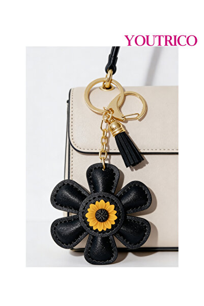 Youtrico 1pcs Leather Sunflower Cute Cartoon Handmade Bag Charm, Keychain
