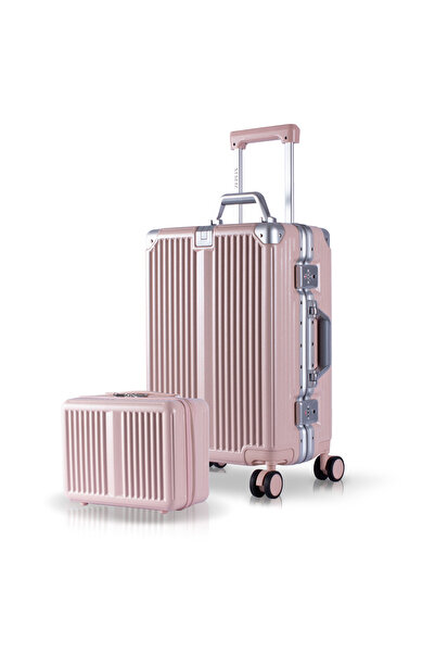 Zeplin Joya PC Policarbon 2'li Valiz Seti (Kabin ve Makyaj) Pembe