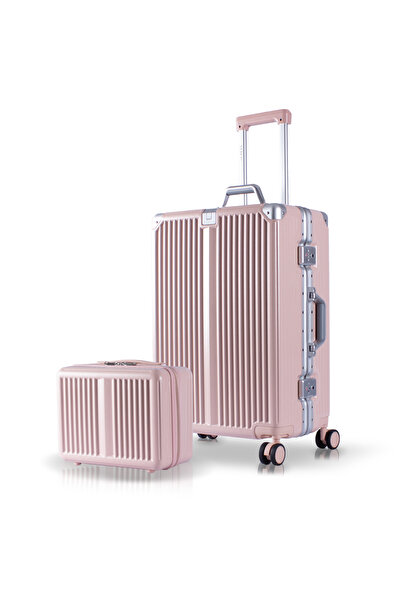 Zeplin Joya PC Policarbon 2'li Valiz Seti (Orta ve Makyaj) Pembe