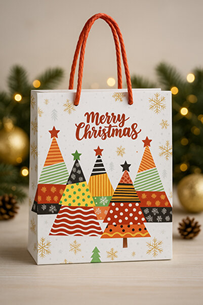 esdekor حقيبة هدايا من الورق المقوى اللامع للعام الجديد، احتفال ملون، قطعة وا...