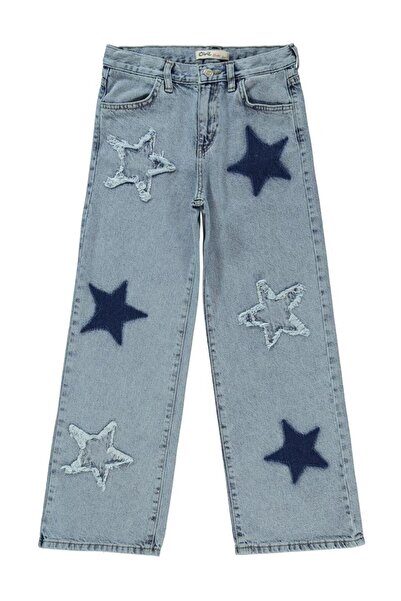 Civil Girls Yıldız Nakışlı 10-13 Yaş Pantolon - Mavi 10-11 Yaş
