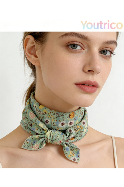 Youtrico وشاح حريري 58 سم، ربيع جديد، متعدد الاستخدامات، بتصاميم أوروبية وأمر...