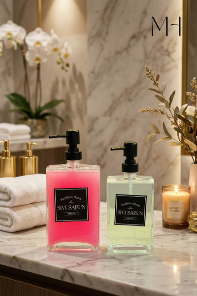 MAKRİ HOME 350 ml+750 ml İkili Modern Ve Şık Tasarım Sıvı Sabunluk