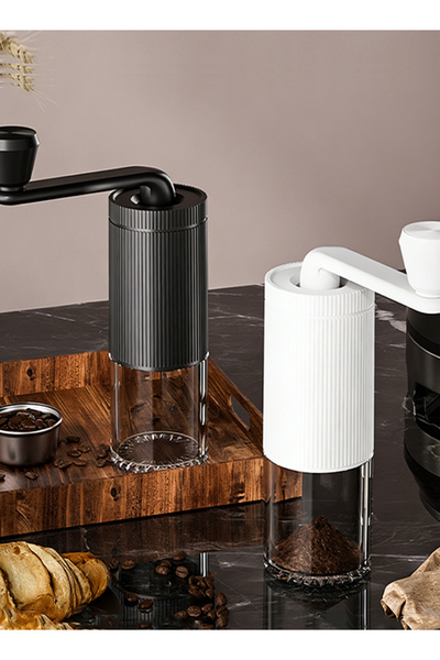 X SPRING Portable Manual Coffee Grinder - Conical Burr for Espresso, Pour Over, French Press, Travel (White)