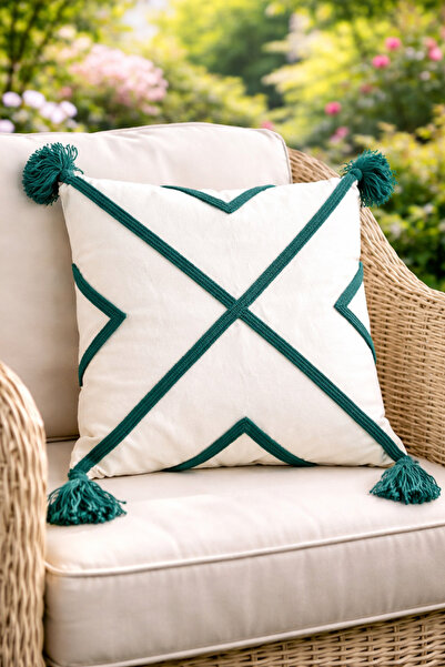 SAYMİNE نموذج غطاء وسادة باللون الأخضر الزمردي