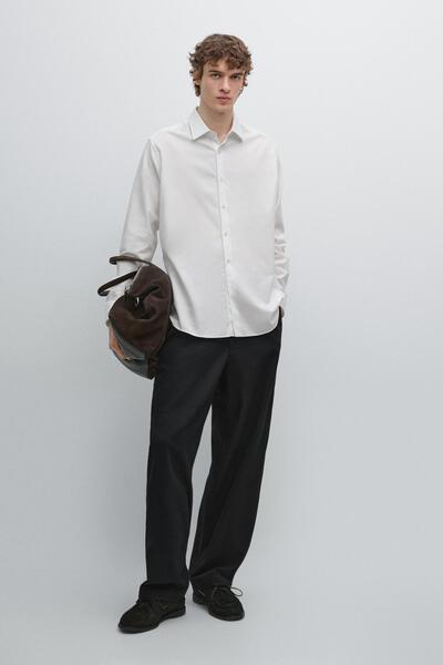 Massimo Dutti Slim fit fitilli melanj gömlek