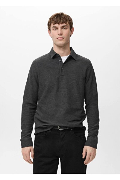 MANGO Man Kalıplı triko polo kazak