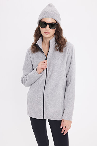 Tudors Women's anti-pilling, non-balling, standard fit, full-zip, cold-proof grey fleece cardigan