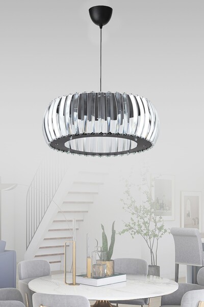 İstanbul Avize Venüs Siyah 22 Cm T.tesisatlı Kristal Taşlı Avize