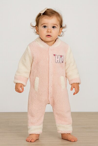 Chicsy Baby بدلة أطفال شتوية من Sweet Welsoft Hi مطرزة بسحاب من الأسفل مع أزر...