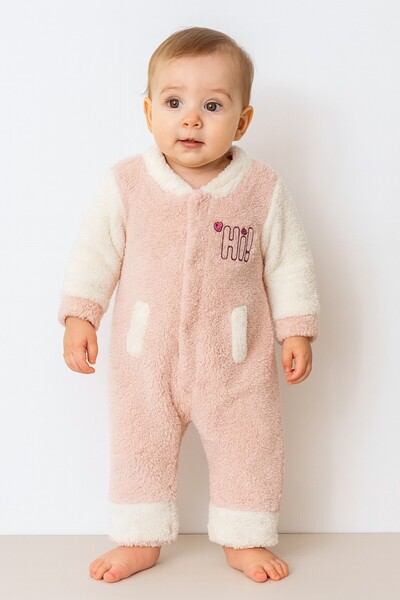 Chicsy Baby بدلة أطفال شتوية من Sweet Welsoft Hi مطرزة بسحاب من الأسفل مع أزر...