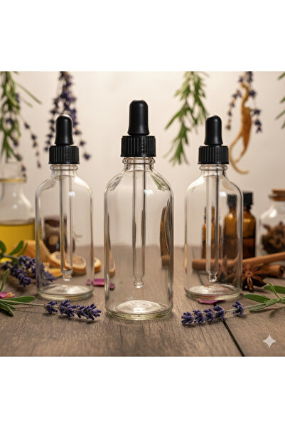 junibeliw 3 Adet 100ml Şeffaf Cam Şişe Plastik Kapaklı Cam Damlalıklı Boş Çok...