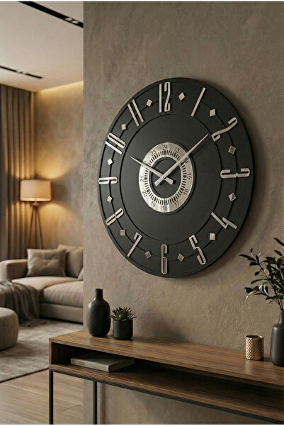AA Shop ساعة حائط هدية خشبية مزخرفة بنمط مختلف باللون الأسود والفضي