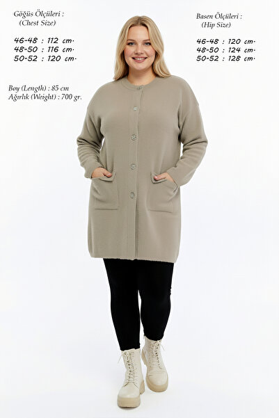 Laden Knitwear Women's Plus Size Angora Soft Thick Mother Winter Light Mink Cardigan