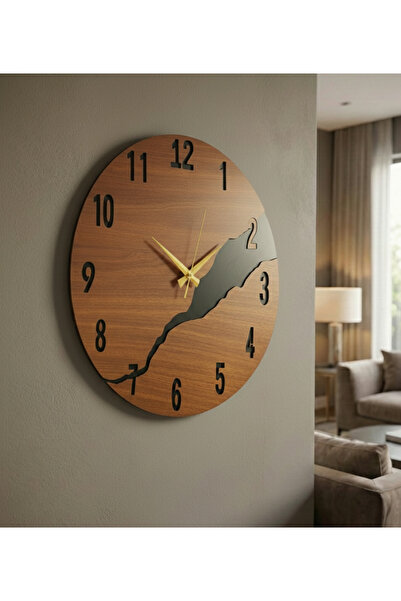 AA Shop Ahşap Siyah Ceviz Mobilya Renk Desenli Yılbaşı Hediyelik Sessiz Duvar...