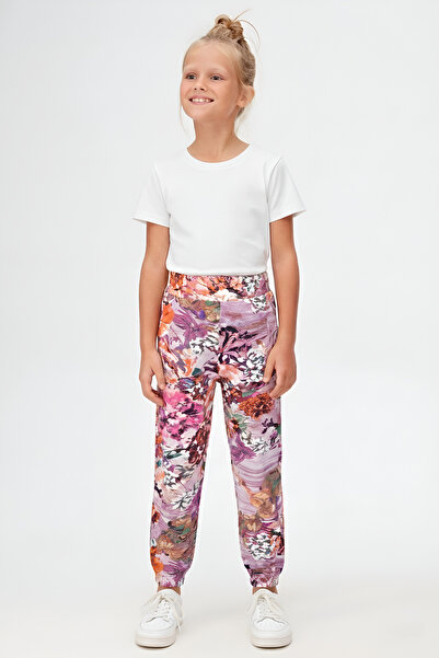 LOVETTI Mixed Rose Patterned Girl's Sweatpants with Pockets