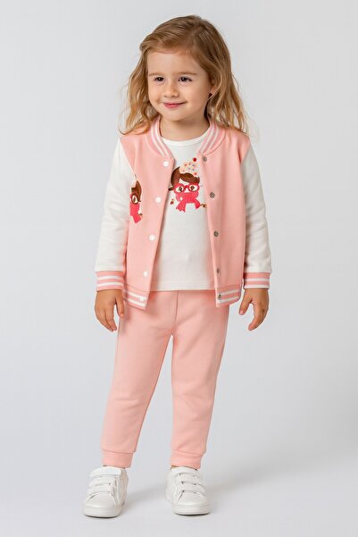 Chicsy Baby Kız Bebek Nakışlı 3’lü Mevsimlik Takım