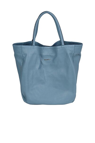 Bueno Shoes Μπλε ανοιχτόχρωμη δερμάτινη γυναικεία τσάντα ώμου 01wb0014