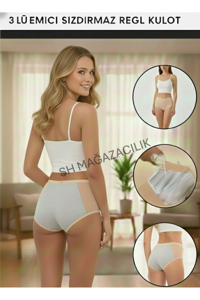 Sh Mağazacılık NoLeak 3-Pack menstrualne gaćice Ženske menstrualne gaćice otp...
