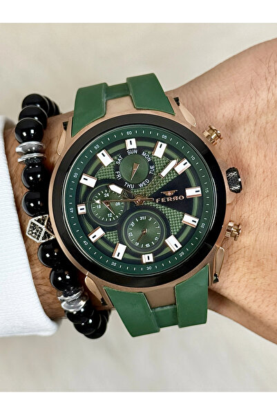 FERRO Yeşil Silikon Kordon Erkek Kol Saati FM31402D-R10