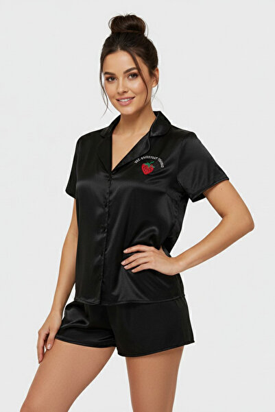 Laperissa Set de pijamale din satin negru Night Glow