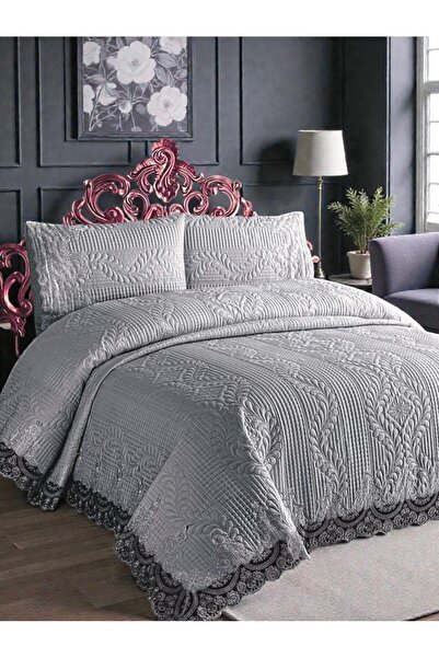 Bir Aksesuar Yatak Örtüsü, Çift Kişilik Yatak Örtüsü - Gri