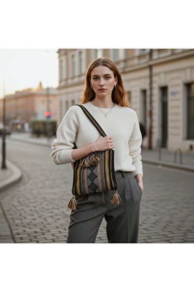 ilisio Geantă tradițională cu ciucuri Teyacapan