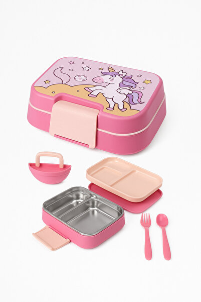 Happi Feeding Container 1 Liter Stainless Steel 2 Compartment Sealed Food Storage Container