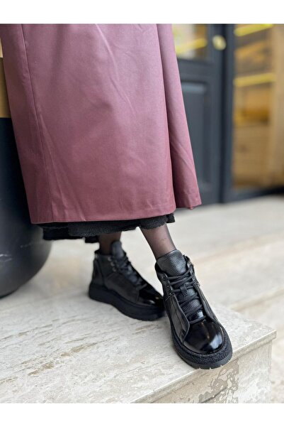 BABLACK Özel Seri %100 Hakiki Deri Kadın Spor Bot Siyah