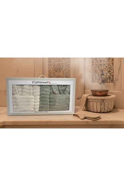 COTTOWEL'S Micro Cotton 6 Piece Family Bathrobe Set /Khaki-Cream /Bathrobe/ B...