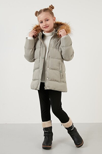 Lela Kabát s kapucí, límečkem a kapsami z umělé kožešiny Dívčí KABÁT 6028720