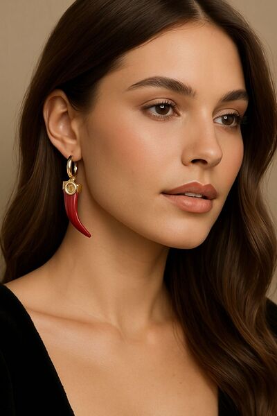 HAZAL KAYA ATELIER Burgundy Ivory Women's Earrings