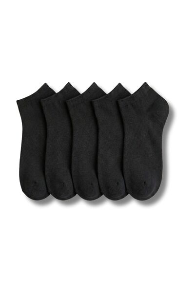 LYKOS Ciorapi de damă din bumbac negru, pachet de 5