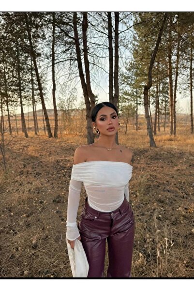 Be Best Дамска блуза с двойна яка Мадона и испански ръкави от тюл BE167