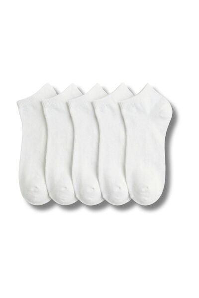 LYKOS Ciorapi de damă din bumbac alb, pachet de 5