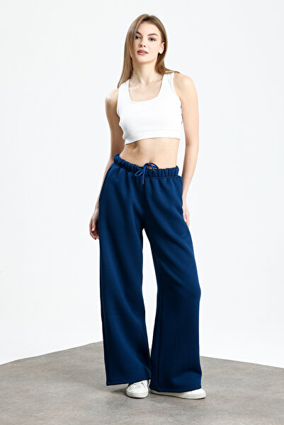 aziso Γυναικείο παντελόνι με 3 κλωστές, φαρδύ κοψίματος