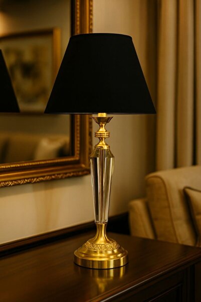 Lampada Amore Gold Kristal Metal Abajur - Siyah