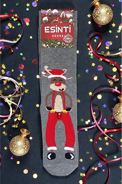 Esinti Unisex Christmas Socks Colorful Patterned Gift New Year Men Women Long Socks Single